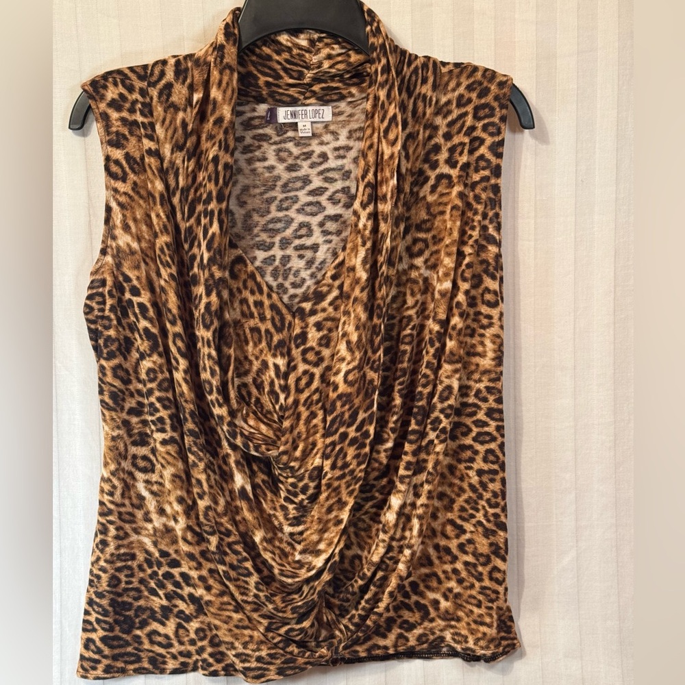 Classy Jennifer Lopez Animal Print Flowing Neckline Size M